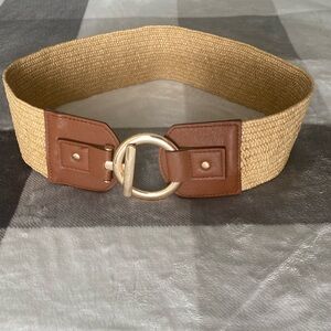 Vince Camuto Straw Natural / Cognac Toggle Belt